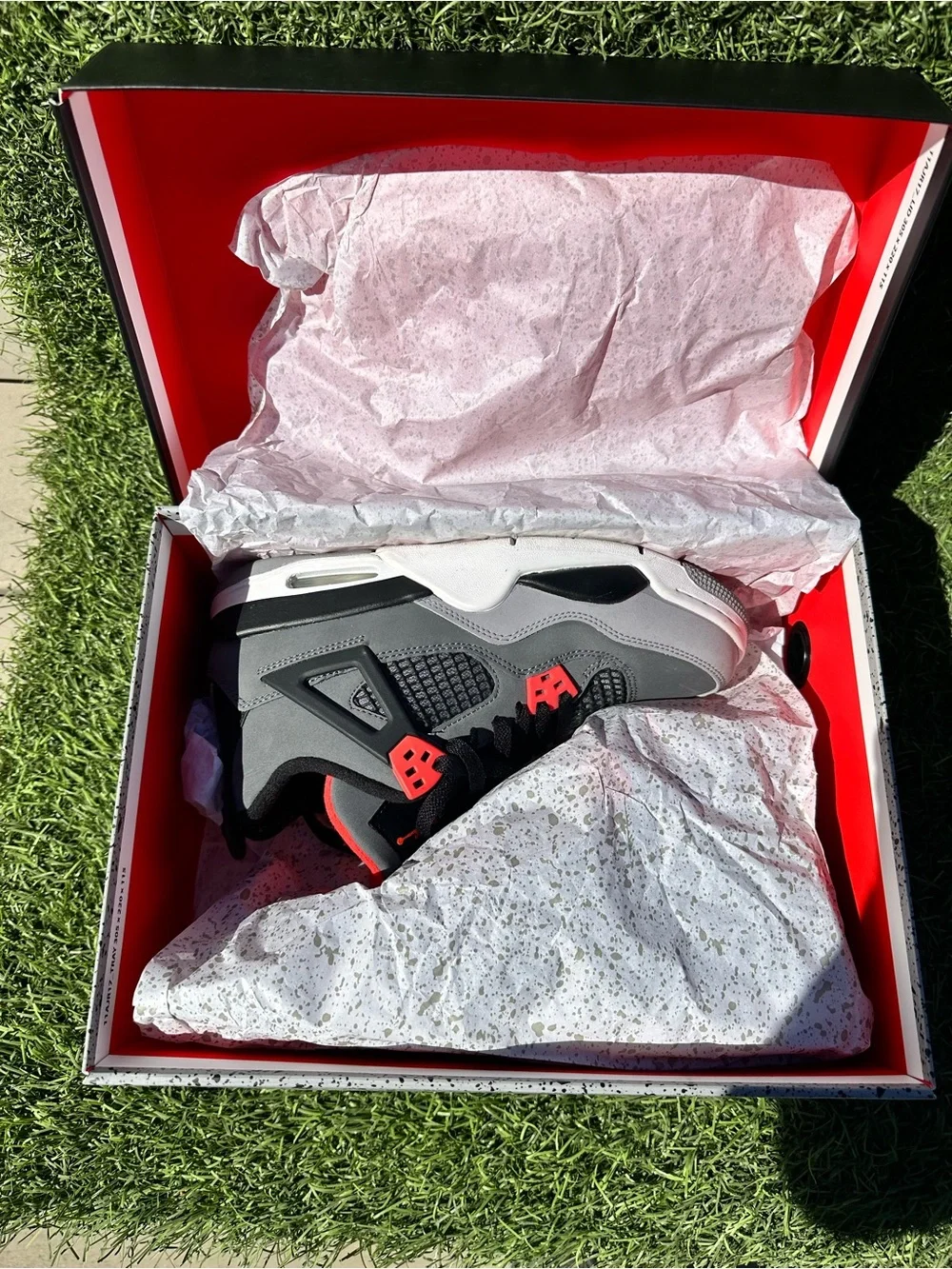 Air Jordan 4 Retro (GS) Box Label - Dark Grey/Infrared 23/Black size 6.5Y